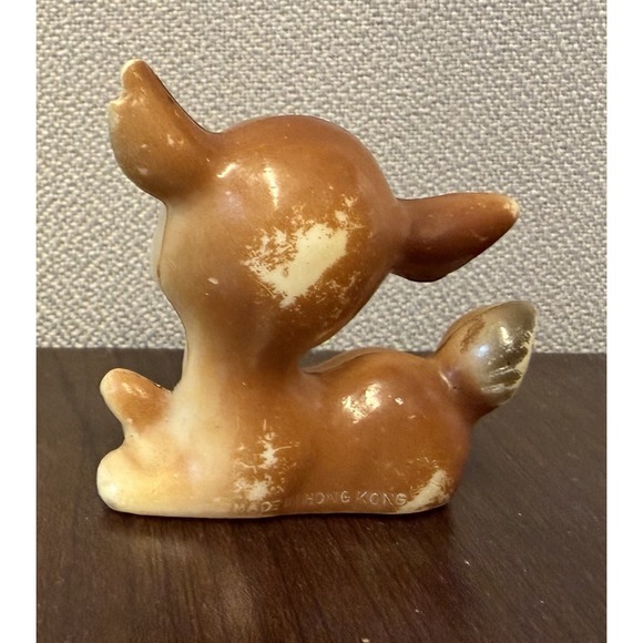 Vtg Kitschy Celluloid Plastic Fawn Deer Figure Figurine Brown Laying Down - Picture 2 of 4